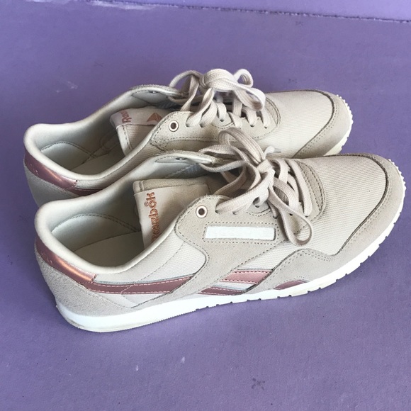 Reebok Shoes | Classic Nylon Slim Metallic Chalkrose Gold | Poshmark